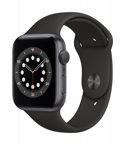 Apple Watch Series 6 GPS, 44mm Space Gray Aluminium Case with Black Sport Band - Regular | Unicorn Store