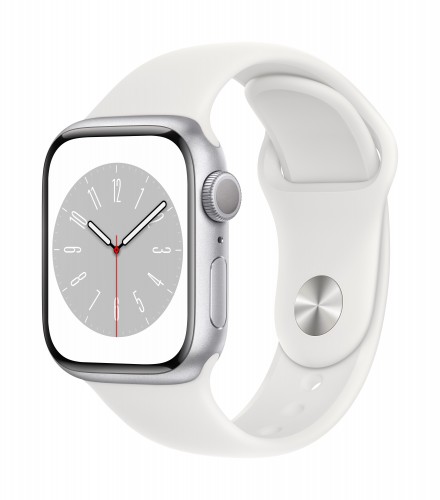 Apple Watch Series 8 GPS Silver Aluminium Case with White Sport Band - Regular | Unicorn Store