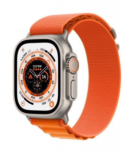 Apple Watch Ultra GPS + Cellular, 49mm Titanium Case with Orange Alpine Loop - Small | Unicorn Store