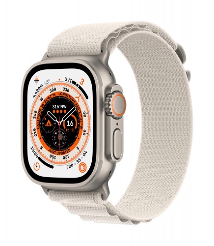 Apple Watch Ultra GPS + Cellular, 49mm Titanium Case with Starlight Alpine Loop - Large | Unicorn Store