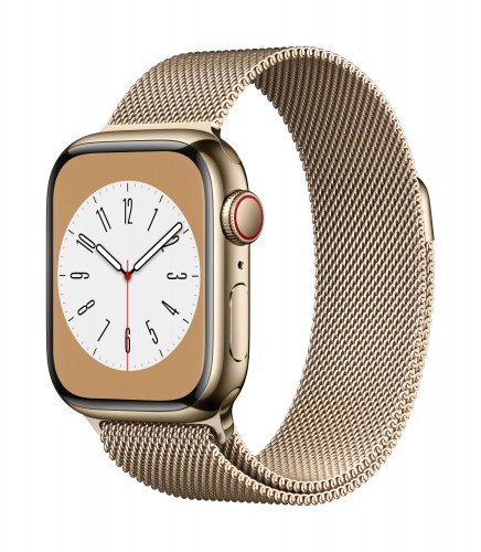 Apple Watch Series 8 GPS + Cellular 41mm Gold Stainless Steel Case with Gold Milanese Loop | Unicorn Store