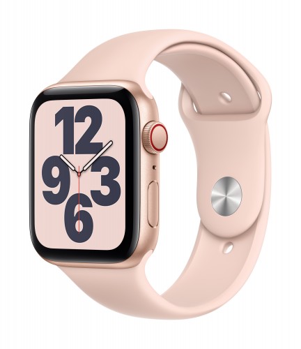 Apple Watch SE GPS + Cellular, 44mm Gold Aluminium Case with Pink Sand Sport Band - Regular | Unicorn Store