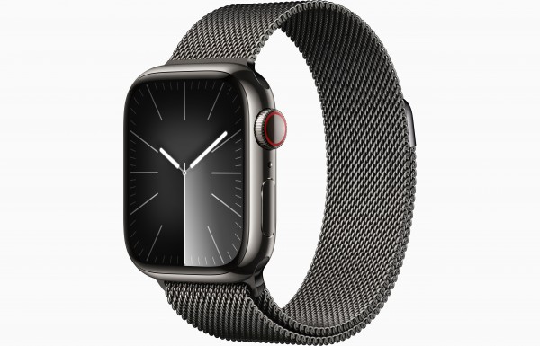 Apple Watch Series 9 GPS + Cellular Graphite Stainless Steel Case with Graphite Milanese Loop