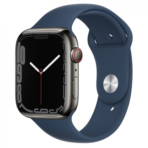 Apple Watch Series 7 GPS + Cellular 45mm Graphite Stainless Steel Case with Abyss Blue Sport Band - Regular