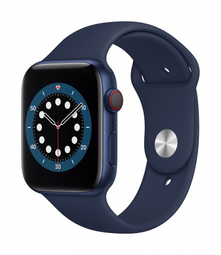 Apple Watch Series 6 GPS + Cellular, 44mm Blue Aluminium Case with Deep Navy Sport Band - Regular | Unicorn Store