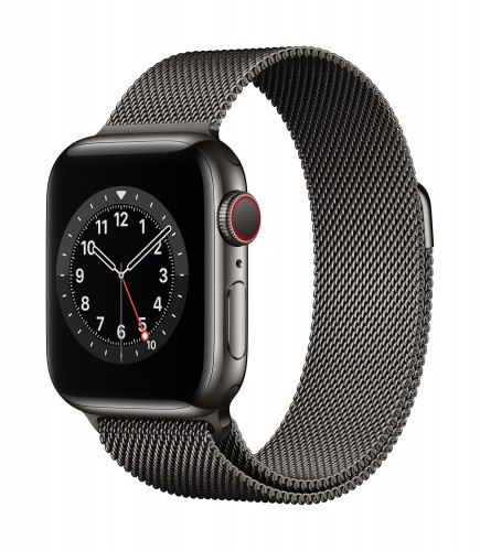 Apple Watch Series 6 GPS + Cellular, 40mm Graphite Stainless Steel Case with Graphite Milanese Loop | Unicorn Store