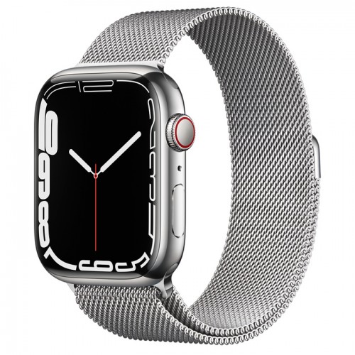 Apple Watch Series 7 GPS + Cellular 45mm Silver Stainless Steel Case with Silver Milanese Loop