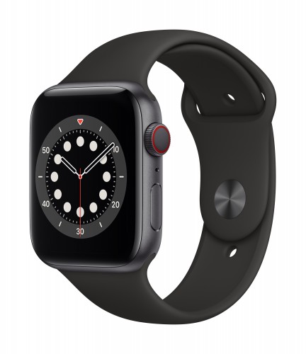 Apple Watch Series 6 GPS + Cellular, 44mm Space Grey Aluminium Case with Black Sport Band - Regular | Unicorn Store